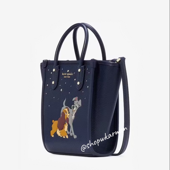 ♠️Kate Spade X Disney Lady and the Tramp Ella Mini Tote Crossbody Bag, Blue NWT - Picture 2 of 8